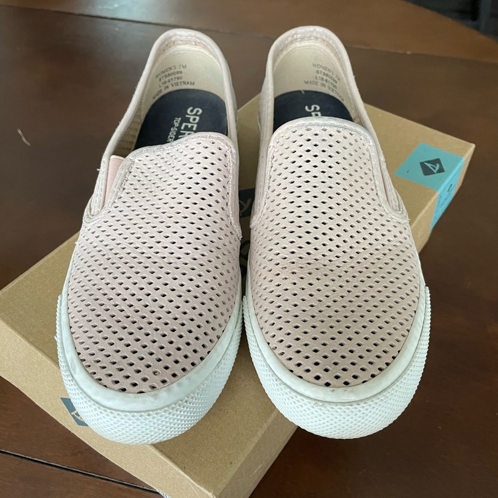 Blush Pink Sperry Slip Ons